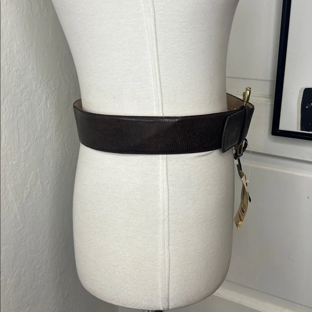 NWT Vintage Milor Brown Leather Belt w/Goldtone Buckle size S/M